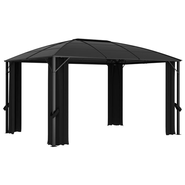 Gazebo com cortinas 400x300x265 cm antracite