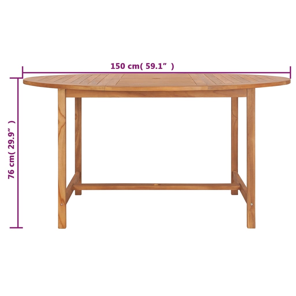 Mesa de jardim 150x76 cm madeira de teca maciça