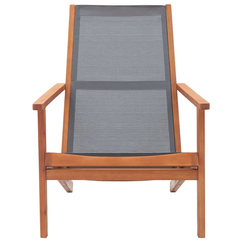 Cadeira lounge de jardim eucalipto maciço e textilene cinzento