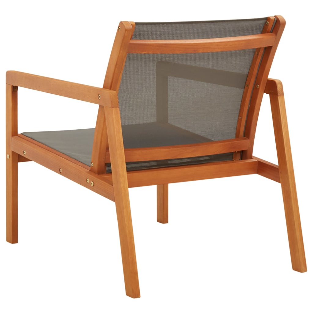 Cadeira lounge de jardim eucalipto maciço e textilene cinzento