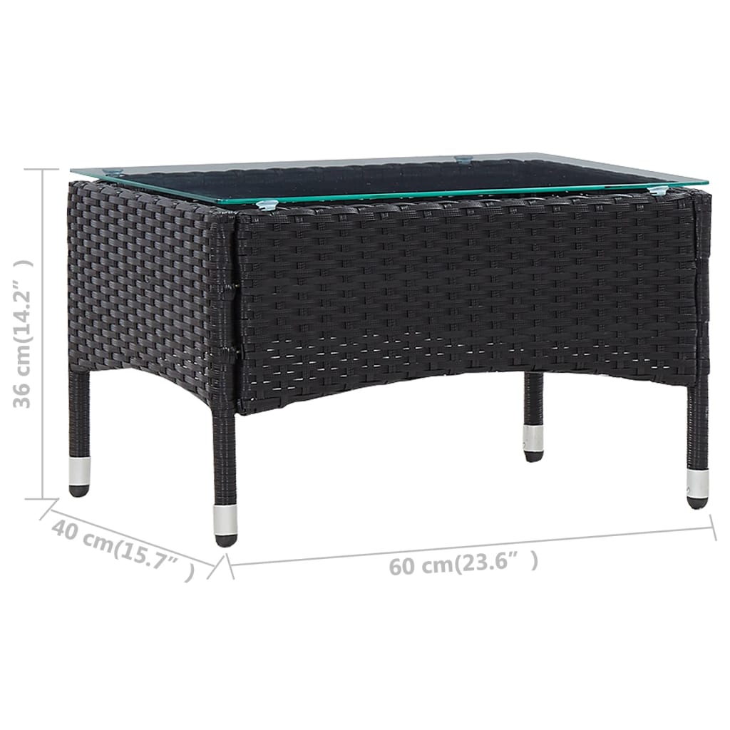 Mesa de centro 60x40x36 cm vime PE preto