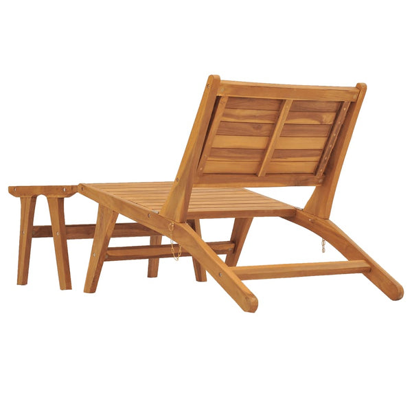 Cadeira de jardim com apoio de pés em madeira teca maciça