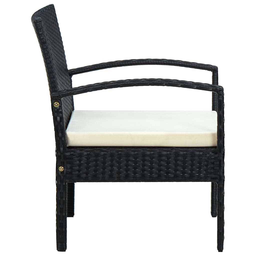 Cadeira de jardim com almofadão vime PE preto