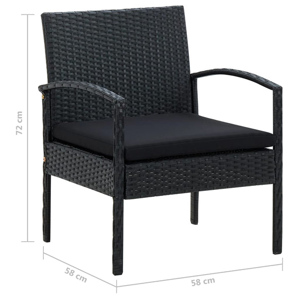 Cadeira de jardim com almofadão vime PE preto