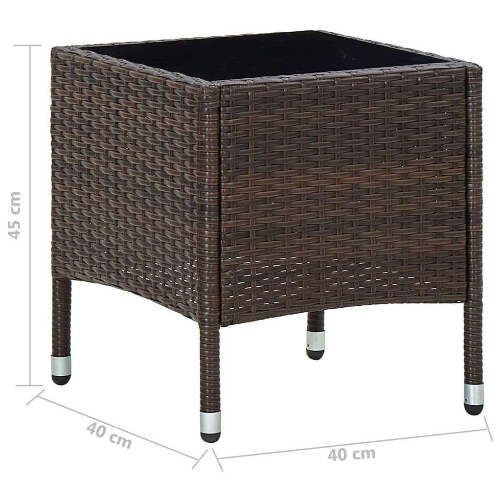 Mesa de jardim 40x40x45 vime PE castanho