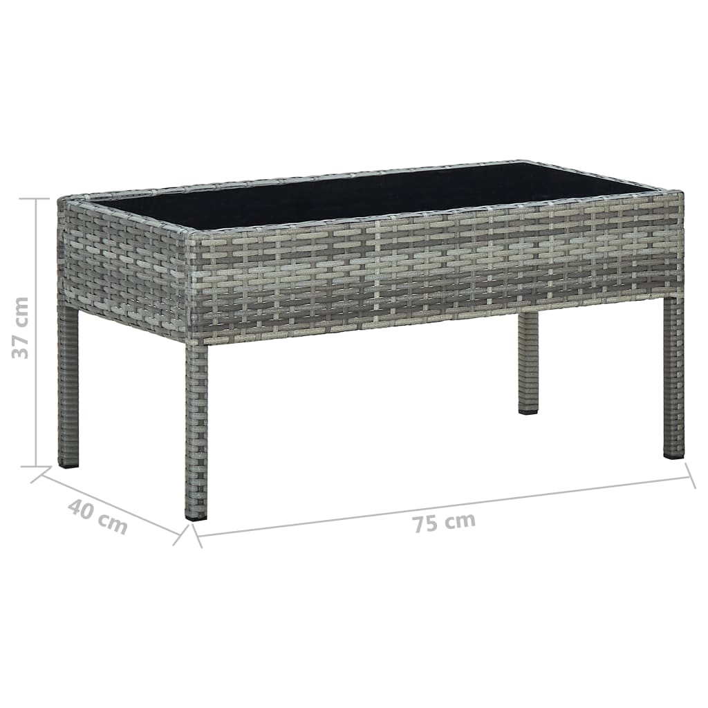 Mesa de jardim 75x40x37 vime PE cinzento