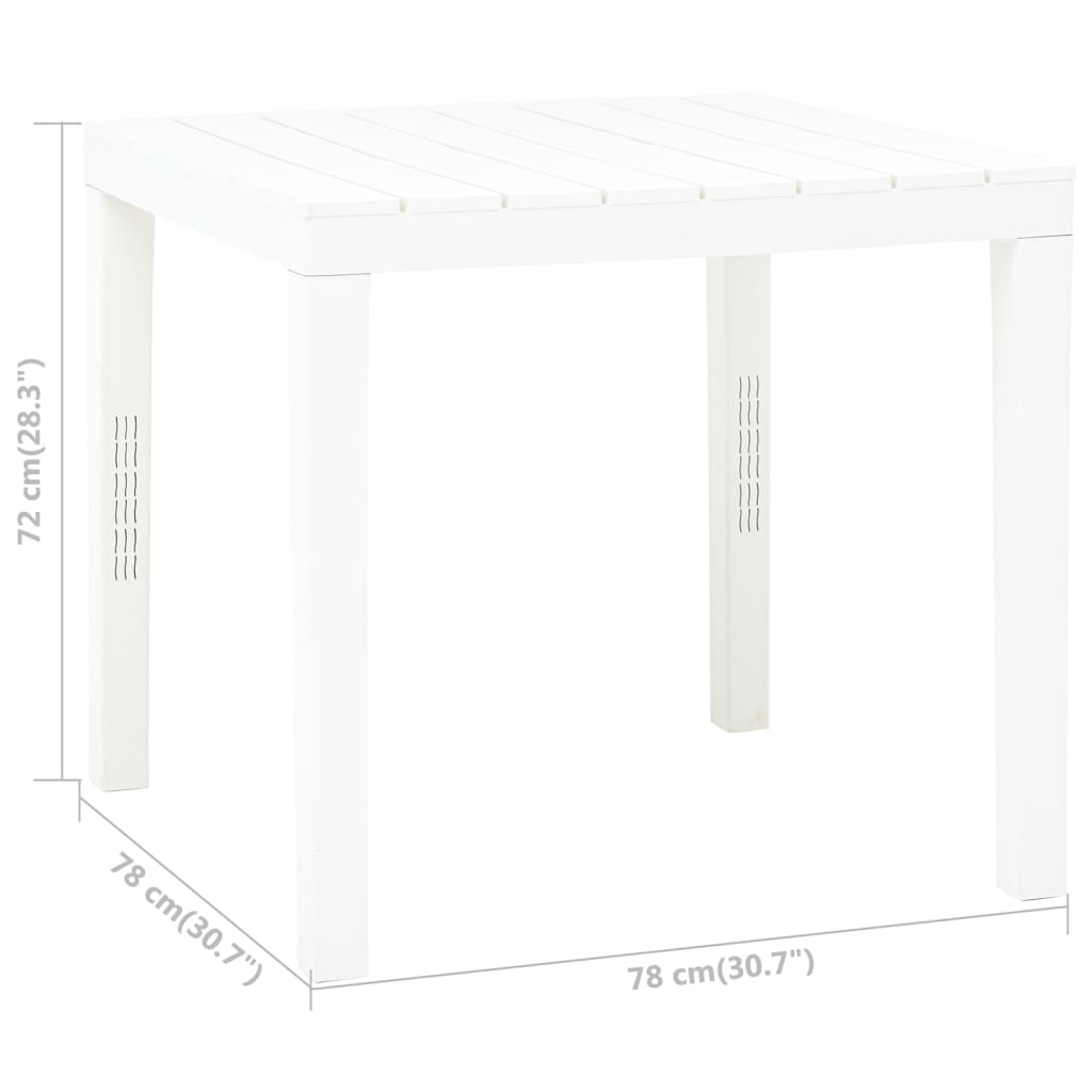 Mesa de jardim 78x78x72 cm plástico branco