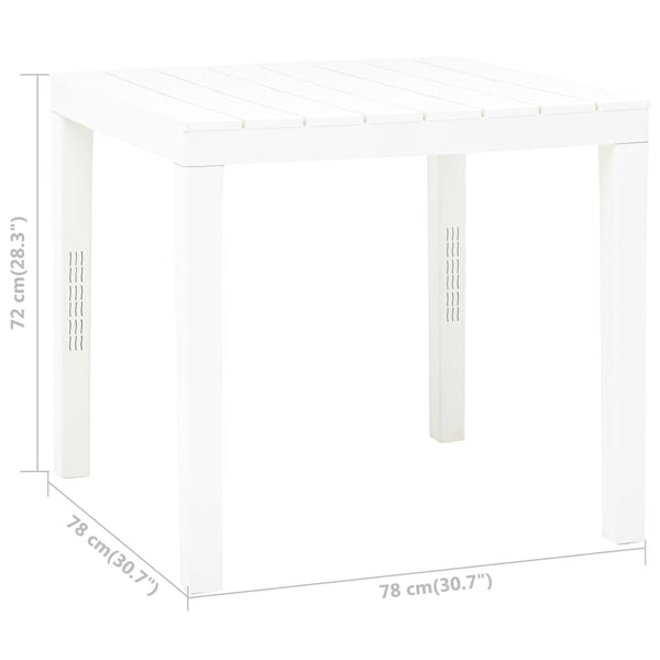 Mesa de jardim 78x78x72 cm plástico branco