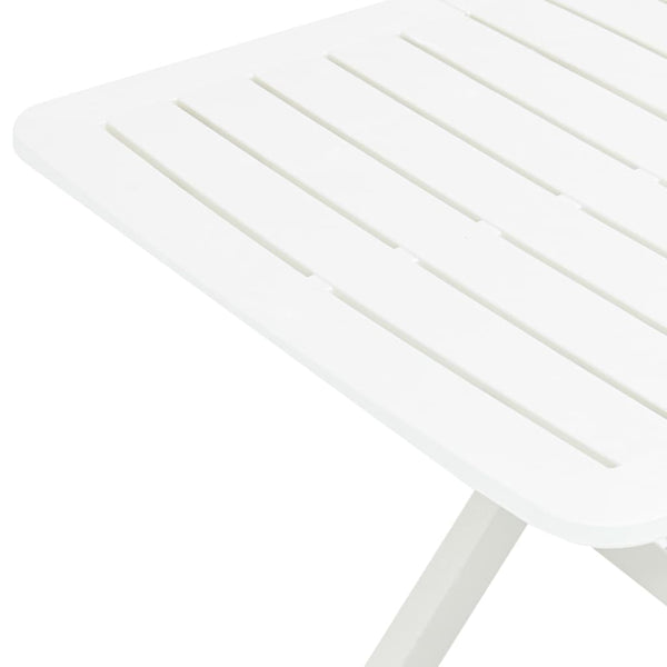 Mesa de jardim dobrável 79x72x70 cm plástico branco