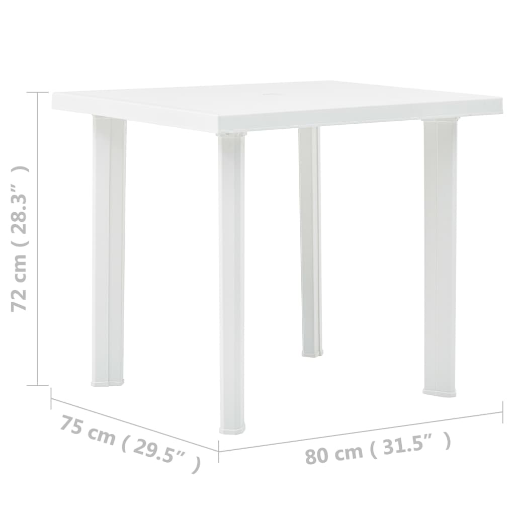 Mesa de jardim 80x75x72 cm plástico branco