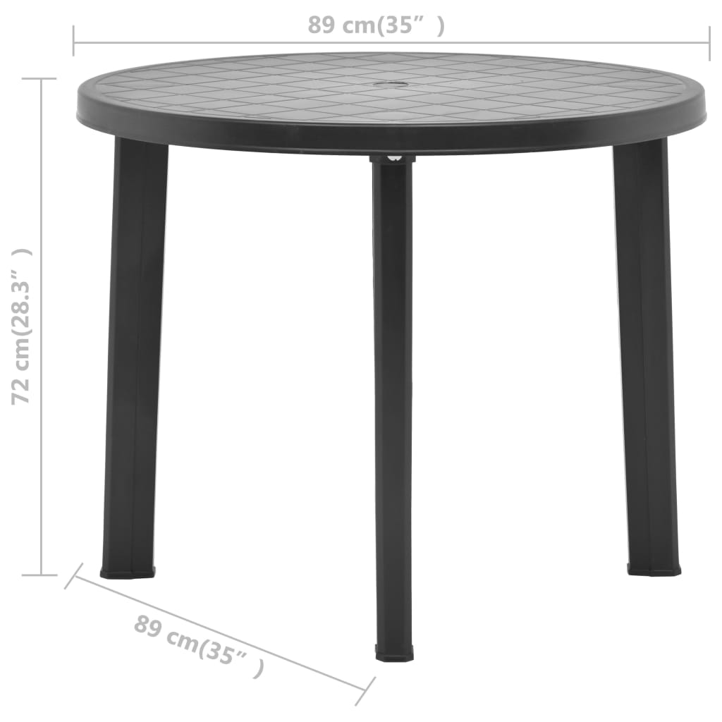 Mesa de jardim 89 cm plástico antracite