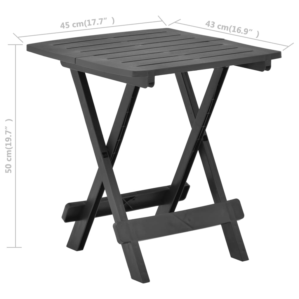 Mesa de jardim dobrável 45x43x50 cm plástico antracite