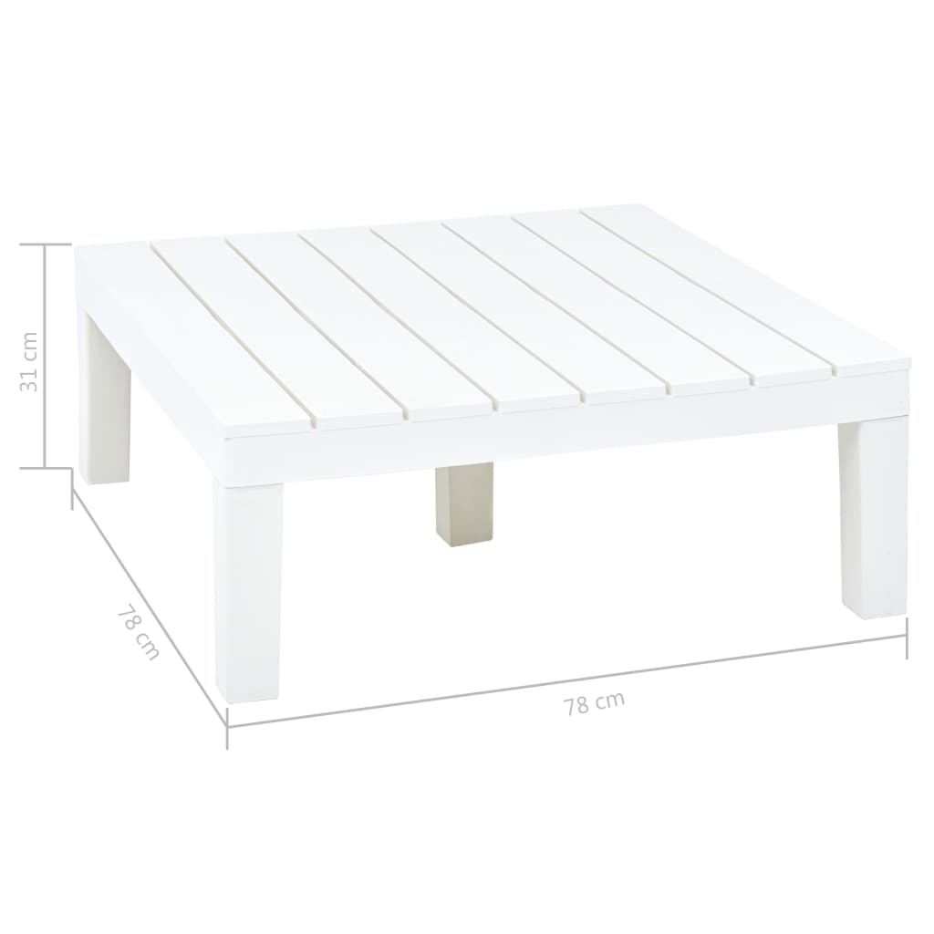 Mesa de jardim 78x78x31 cm plástico branco