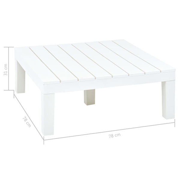 Mesa de jardim 78x78x31 cm plástico branco