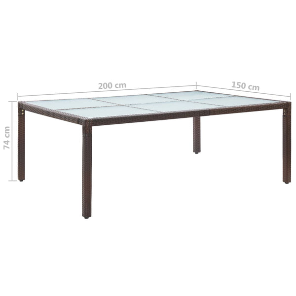 Mesa de jantar p/ exterior 200x150x74 cm vime PE castanho