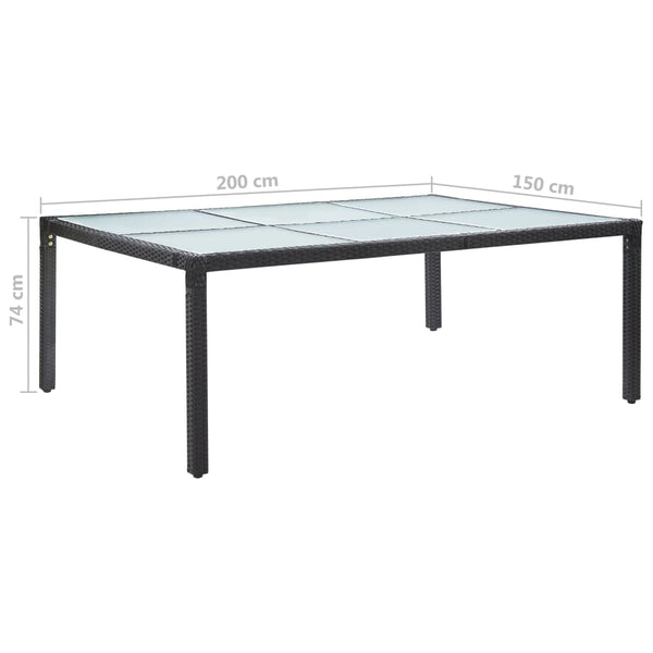 Mesa de jantar p/ exterior 200x150x74 cm vime PE preto