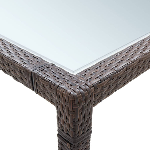 Mesa de jantar para jardim 200x200x74 cm vime PE castanho