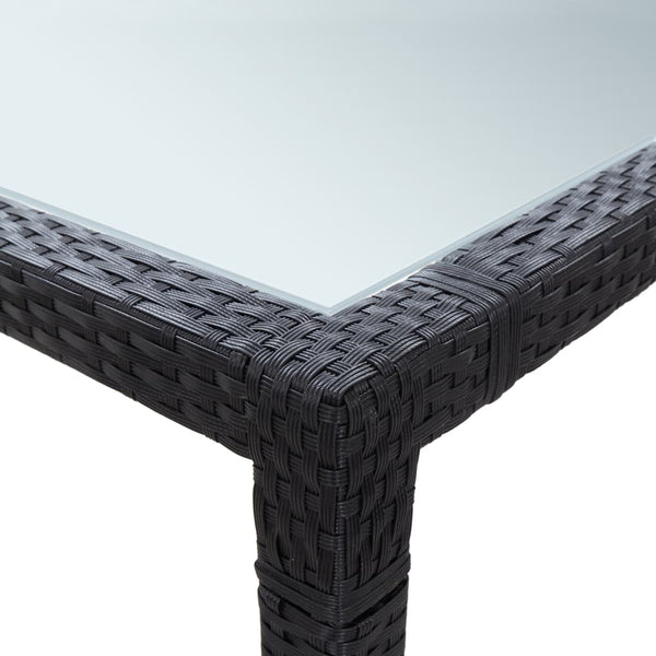 Mesa de jantar para jardim 200x200x74 cm vime PE preto