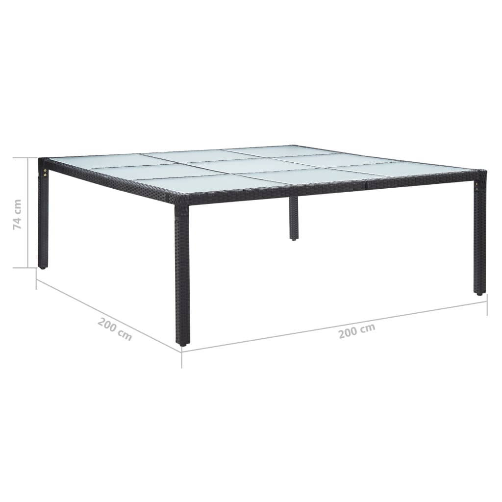 Mesa de jantar para jardim 200x200x74 cm vime PE preto