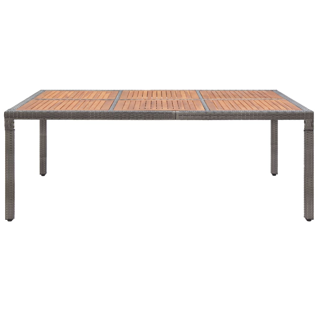 Mesa de jardim 200x150x74 cm vime PE e madeira acácia cinzento