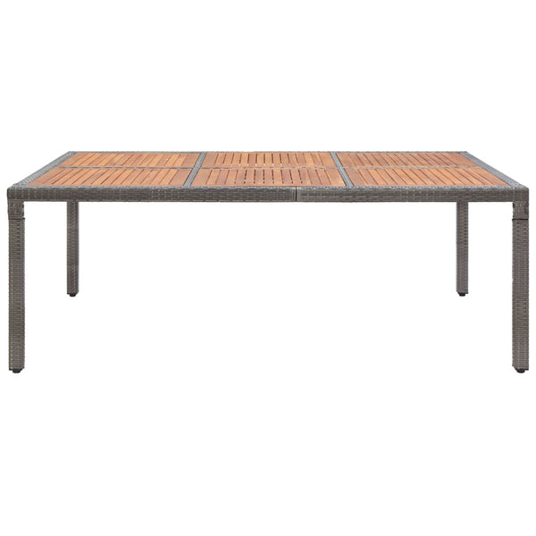 Mesa de jardim 200x150x74 cm vime PE e madeira acácia cinzento