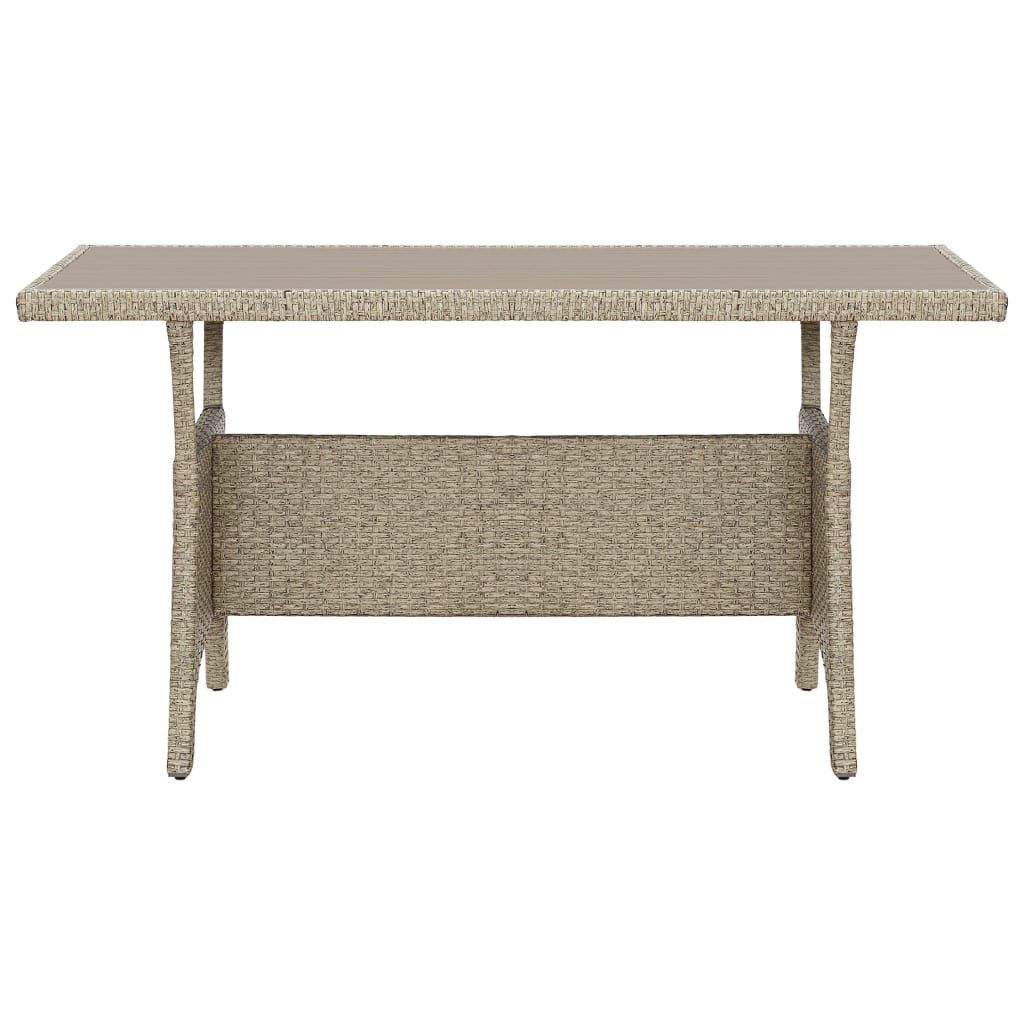 Mesa de jardim 130x70x66 cm vime PE cinzento