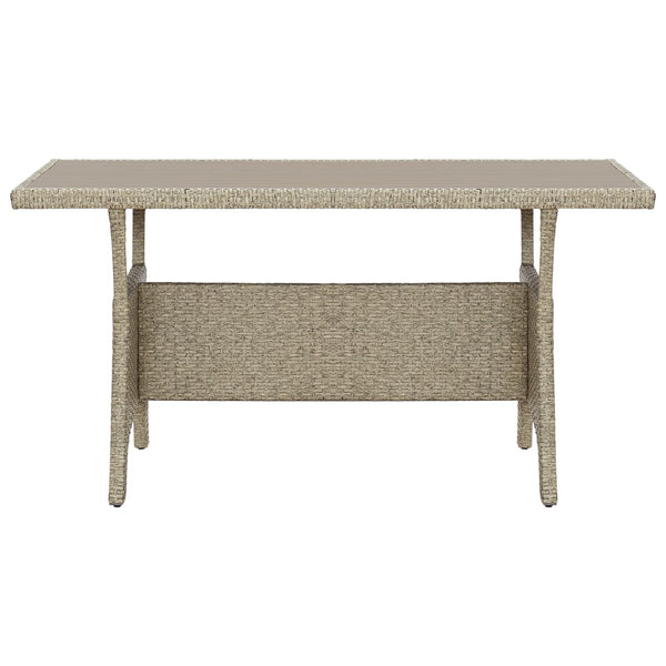 Mesa de jardim 130x70x66 cm vime PE cinzento