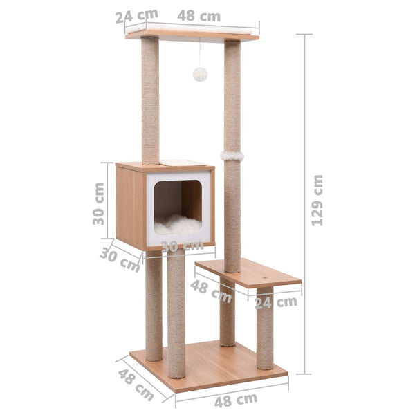 Árvore para gatos c/ tapete arranhador sisal 129 cm