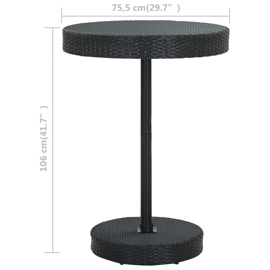 Mesa de jardim 75,5x106 cm vime PE preto