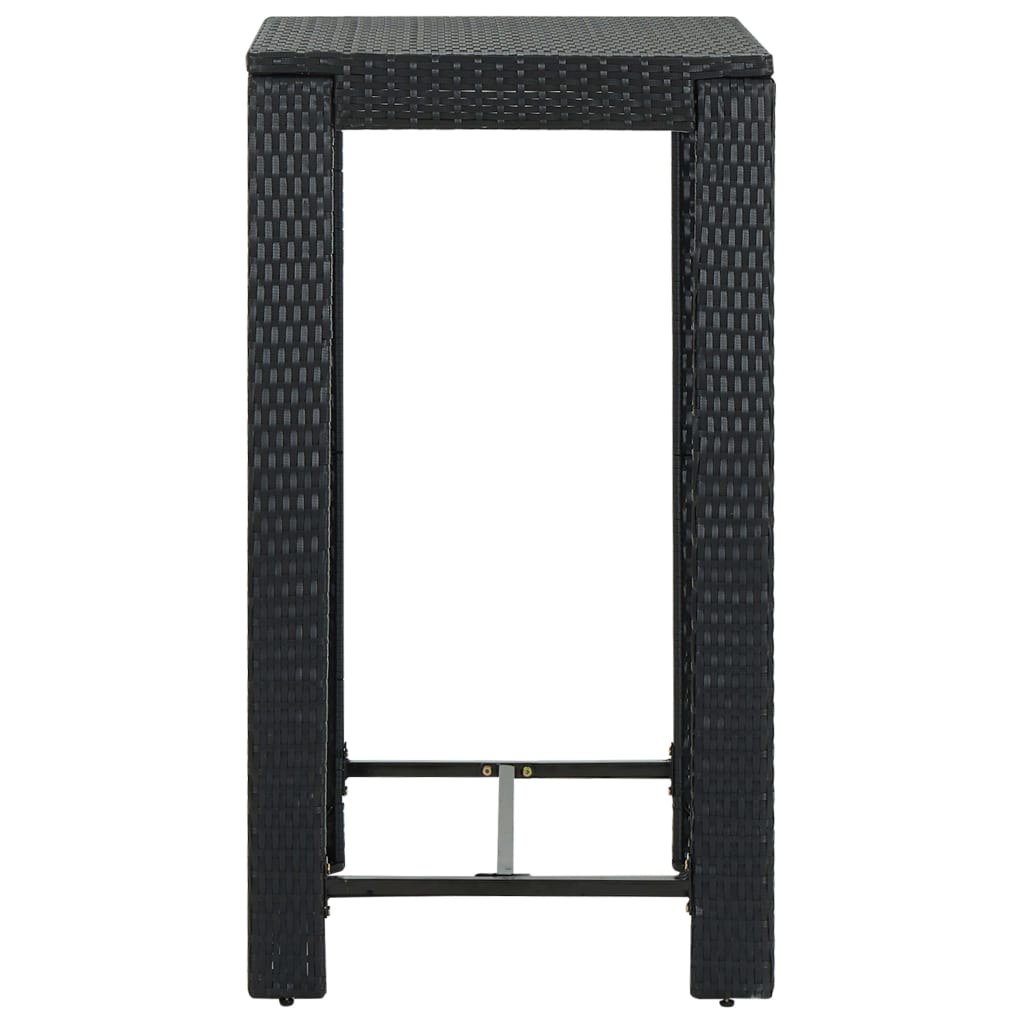 Mesa de bar para jardim 60,5x60,5x110,5 cm vime PE preto