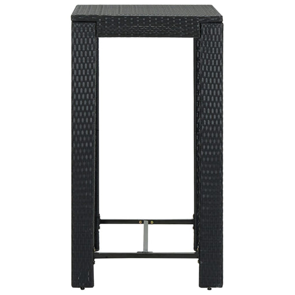 Mesa de bar para jardim 60,5x60,5x110,5 cm vime PE preto