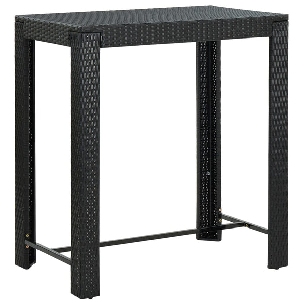 Mesa de bar para jardim 100x60,5x110,5 cm vime PE preto