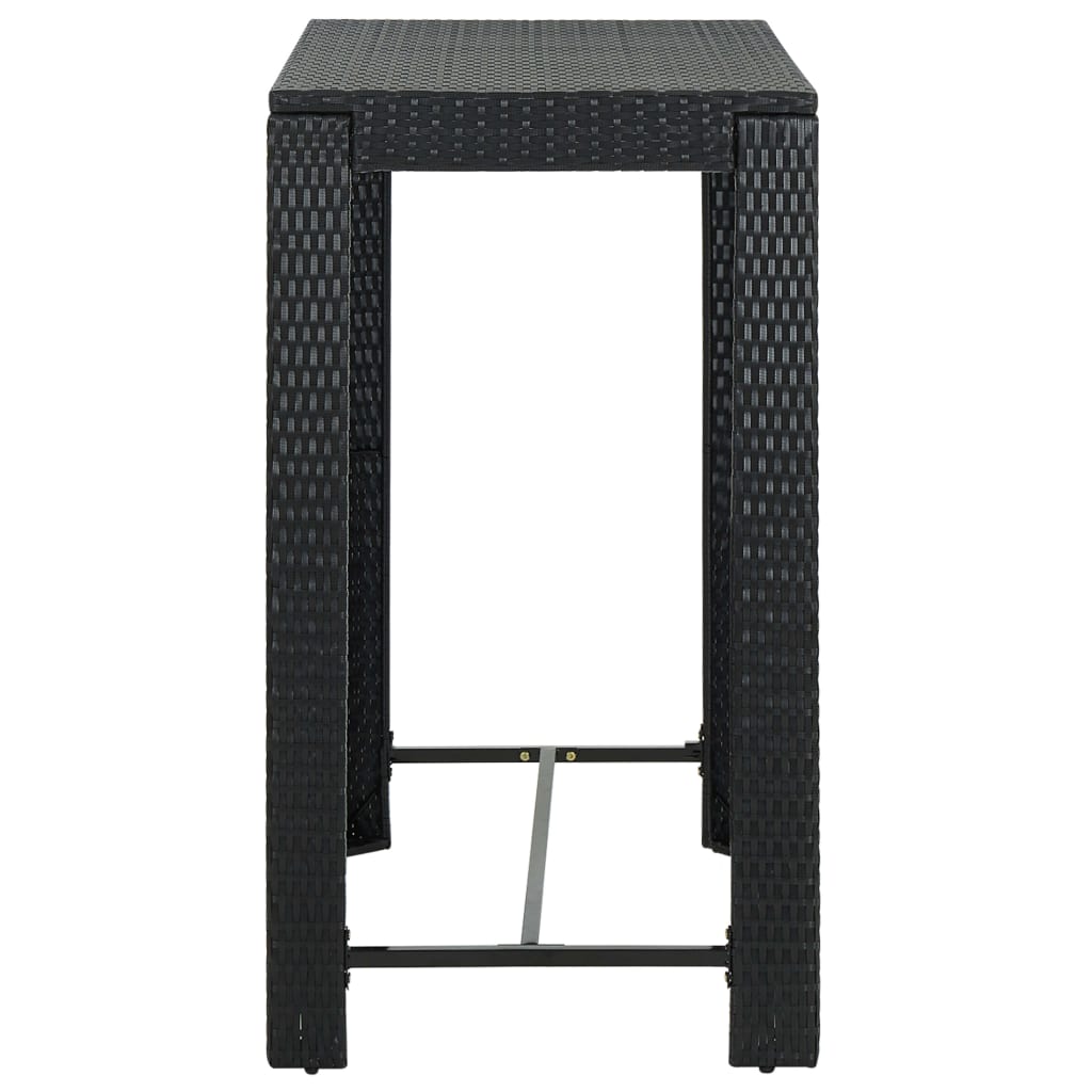 Mesa de bar para jardim 100x60,5x110,5 cm vime PE preto