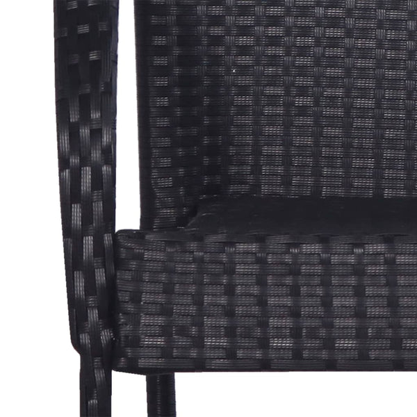 Cadeiras de exterior empilháveis 6 pcs vime PE preto