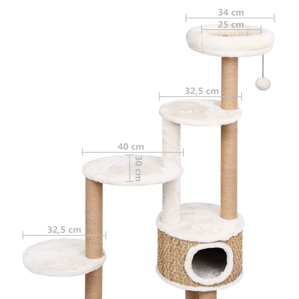 Árvore para gatos c/ postes e almofadão 148 cm erva marinha