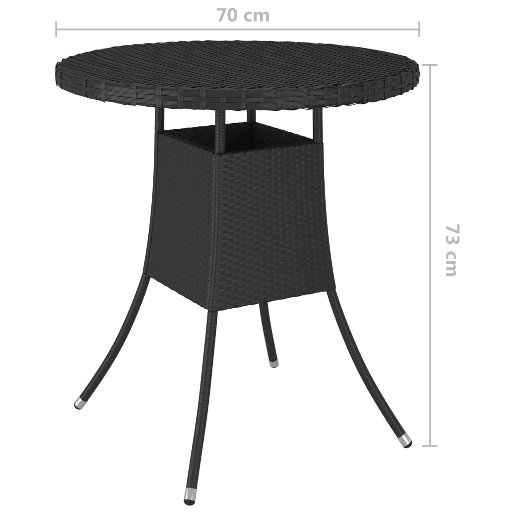 Mesa de jardim 70x70x73 cm vime PE preto