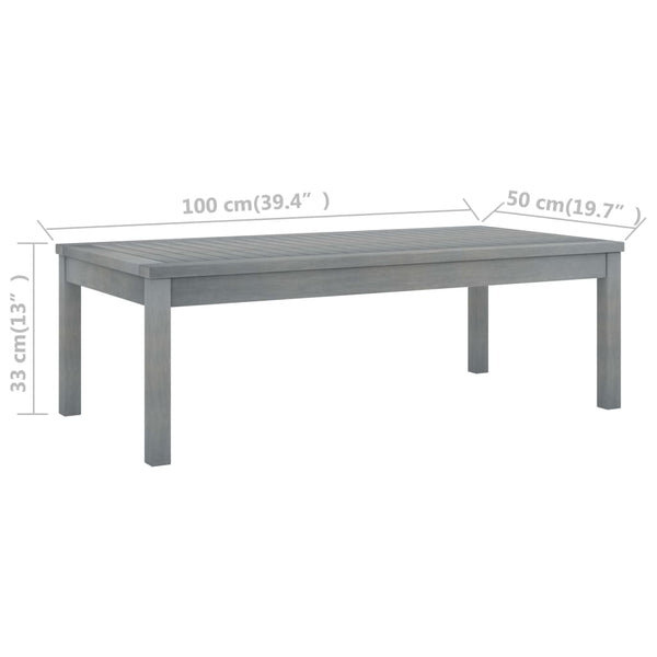 Mesa de centro 100x50x33 cm madeira de acácia maciça cinzento