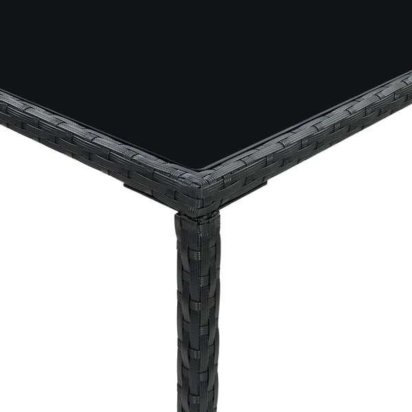 Mesa de bar para jardim 70x70x110 cm vidro e vime PE preto