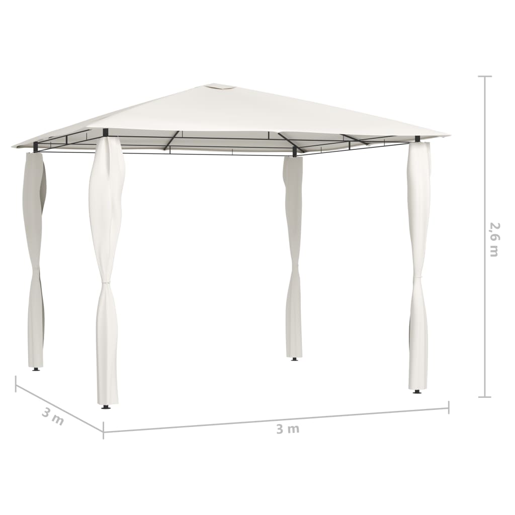 Gazebo 3x3x2,6 m com capas postes 160 g/m² cor creme