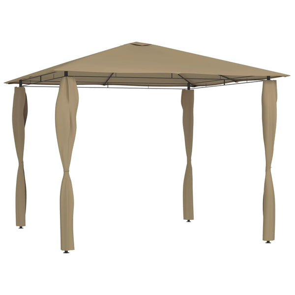 Gazebo 3x3x2,6 m com capas postes 160 g/m² cinza-acastanhado