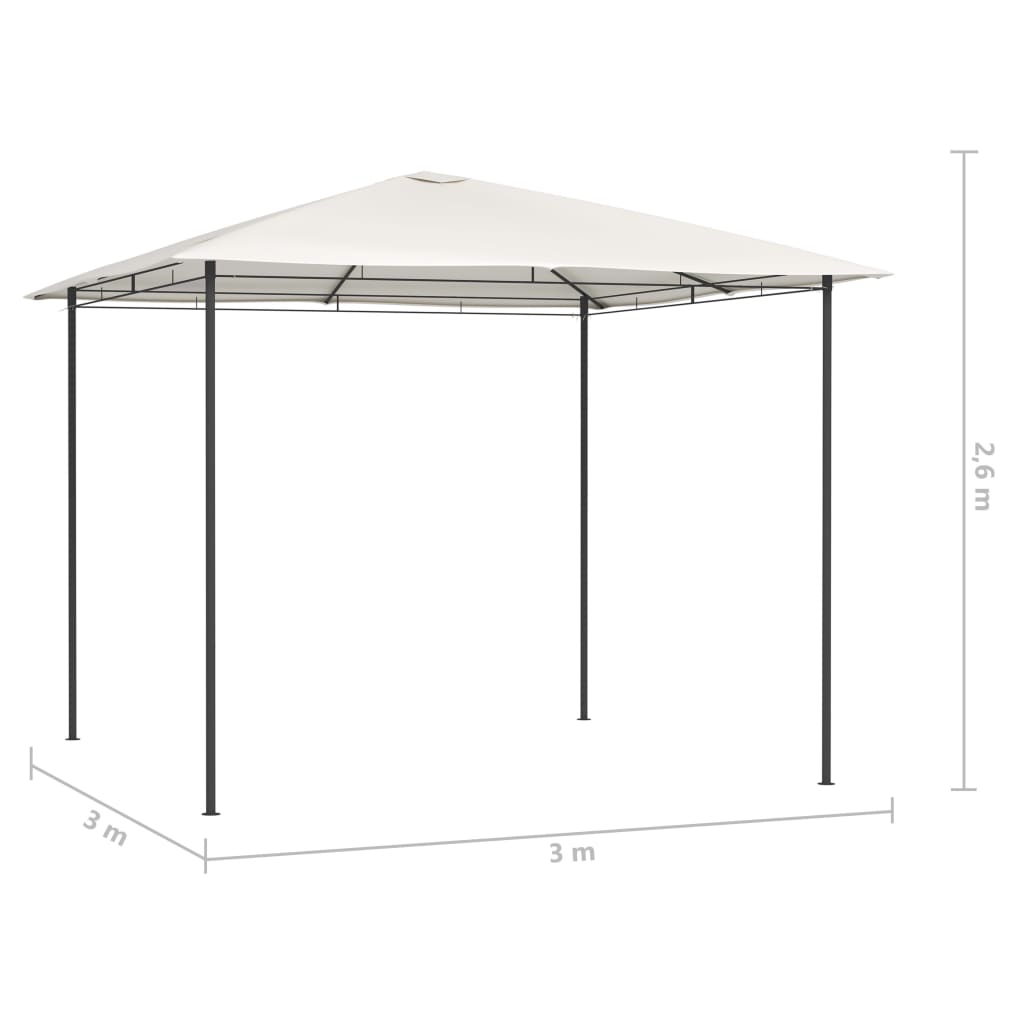 Gazebo 3x3x2,6 m 160 g/m² cor creme