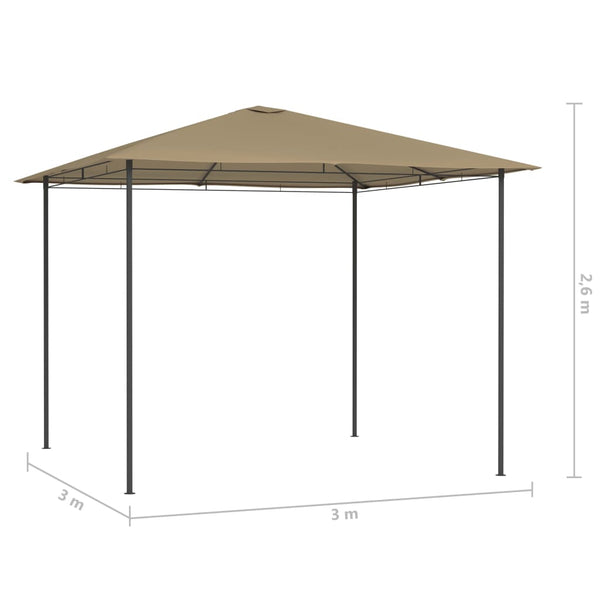 Gazebo 3x3x2,6 m 160 g/m² cinzento-acastanhado