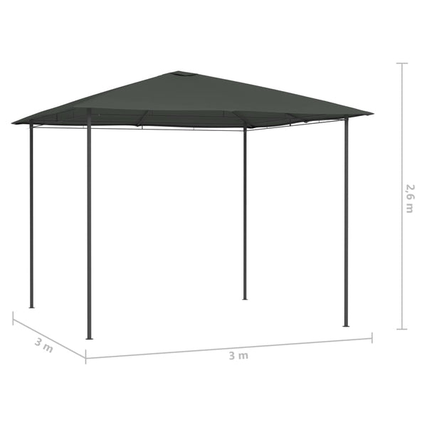 Gazebo 3x3x2,6 m 160 g/m² antracite