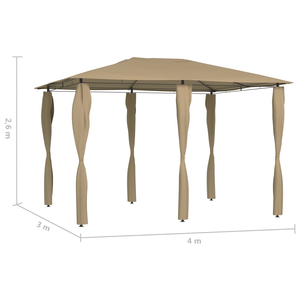 Gazebo 3x4x2,6m + capas para postes 160 g/m² cinza-acastanhado