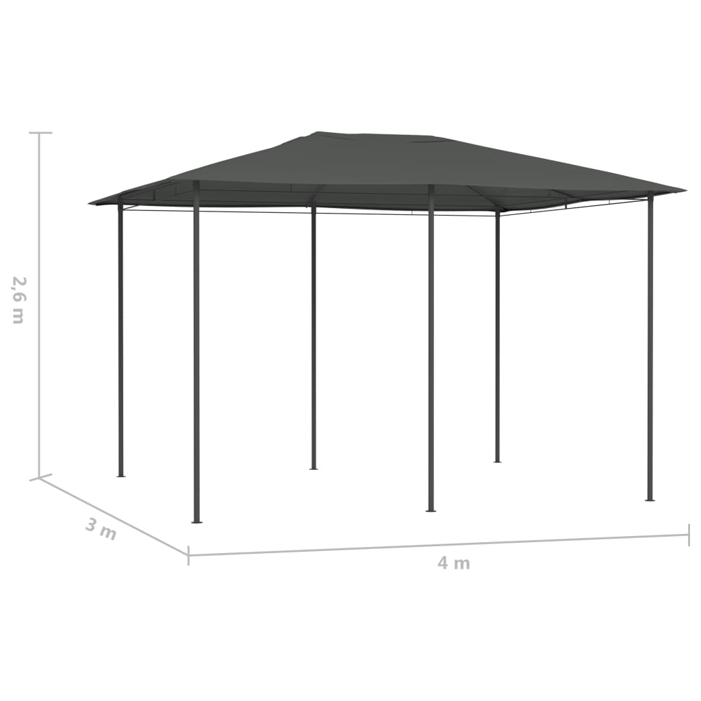 Gazebo 3x4x2,6 m 160 g/m² antracite