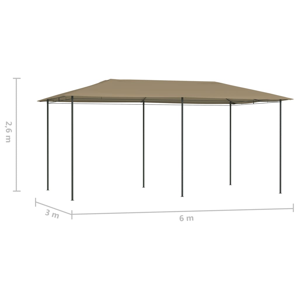 Gazebo 2,98x5,3x2,59 m 160 g/m² cinzento-acastanhado