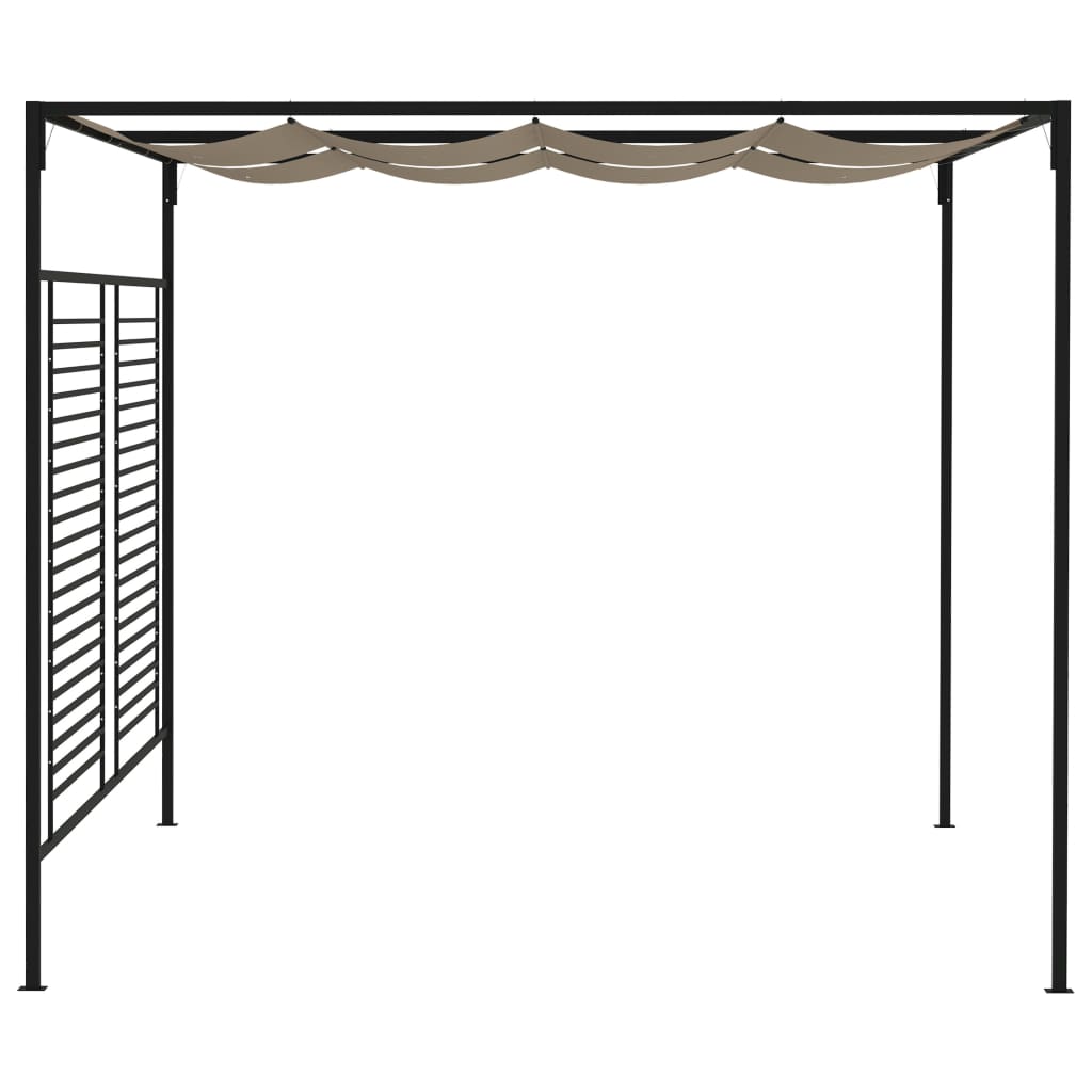 Gazebo c/ telhado retrátil 3x4x2,3 m 180 g/m² cinza-acastanhado