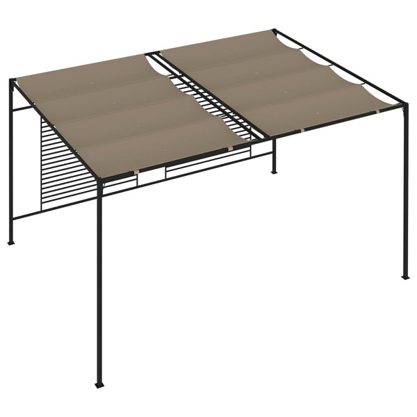 Gazebo c/ telhado retrátil 3x4x2,3 m 180 g/m² cinza-acastanhado