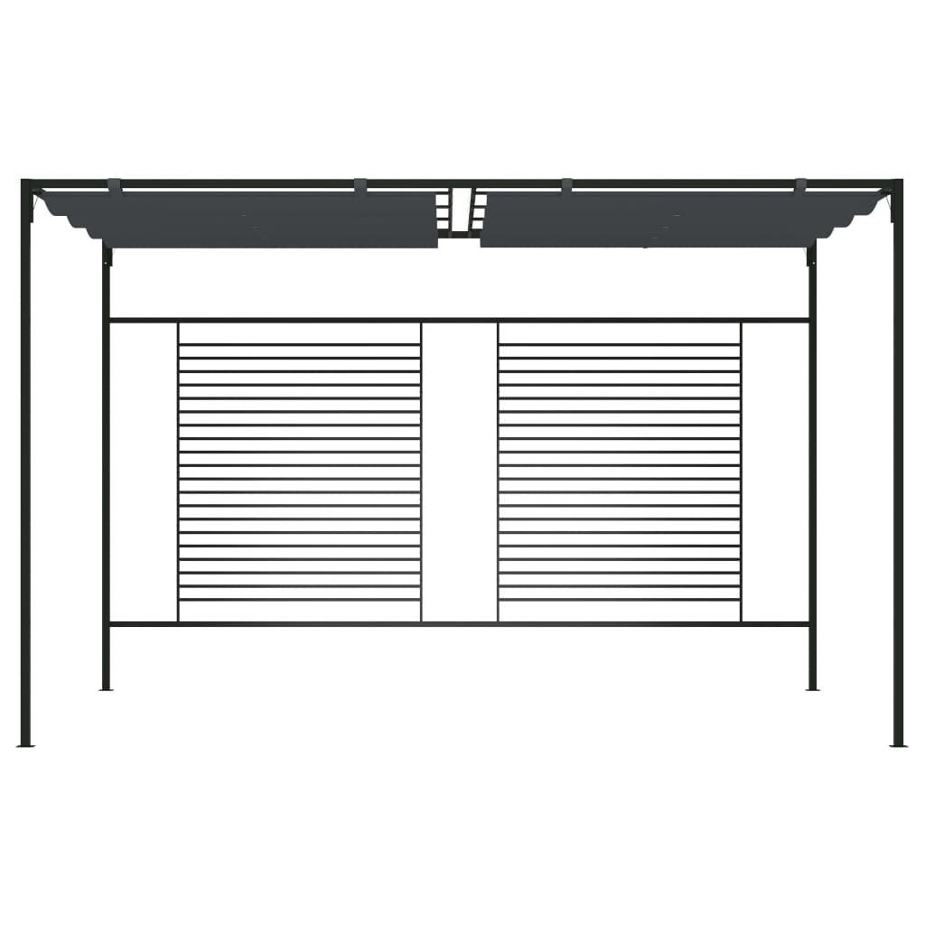 Gazebo com toldo retrátil 4x3x2,3 m 180 g/m² antracite