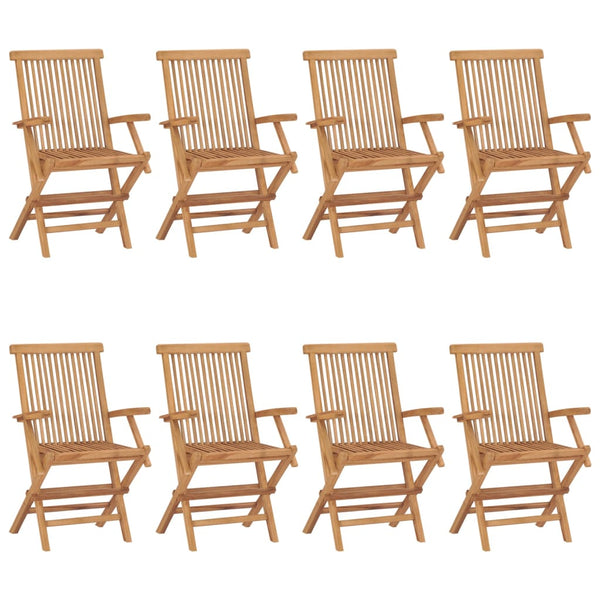 Cadeiras de jardim c/ almofadões antracite 8 pcs teca maciça